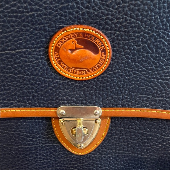 Dooney & Bourke Navy and Tan Pebble Leather Laptop / Briefcase - Picture 6 of 16